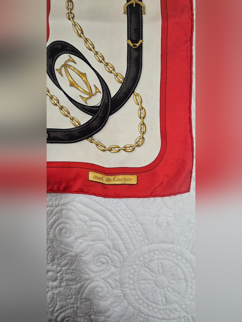 Must de Cartier 100% Silk Vintage Scarf 34" Square - Picture 8 of 8